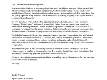 United Home Insurance Update