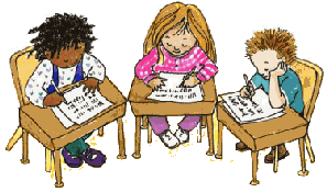 Students at desk writing clipart.gif