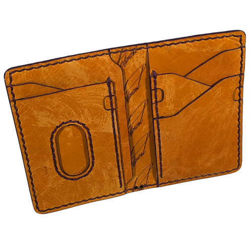 Signature Wallet Yellow TwoTone with Purple Edges Pelgert Designs