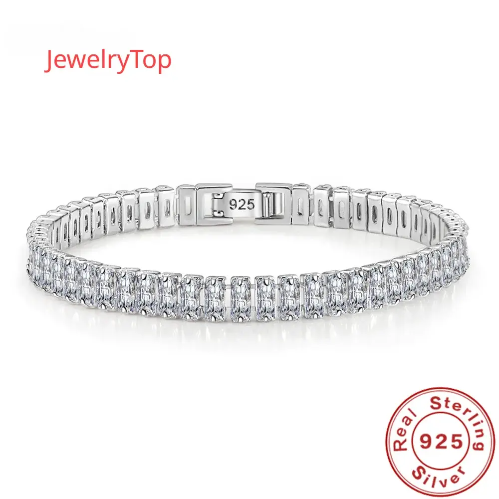 Noble 925 Sterling Silver Bracelet Elegant Zircon Crystal Fine Jewelry For Women