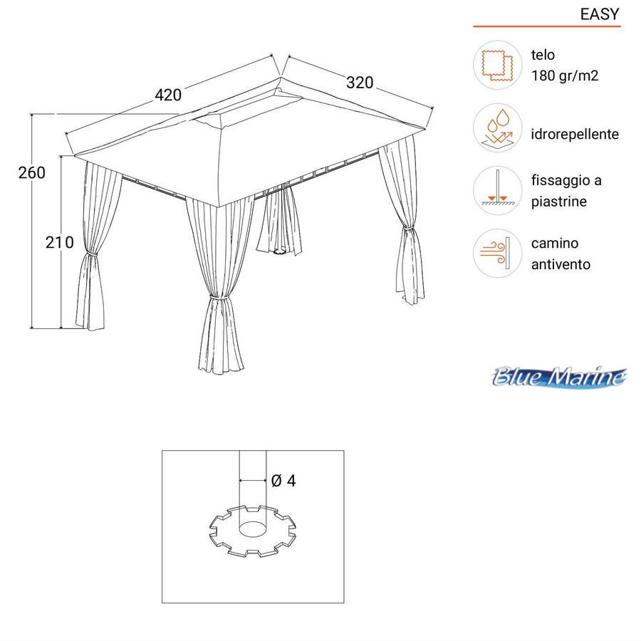Miniatura: Gazebo 3x4 m con tende laterali richiudibili - Easy

