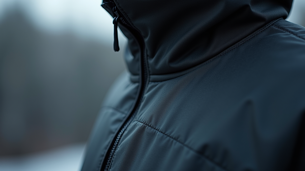 Close-up view of high-performance outdoor jacket fabric texture