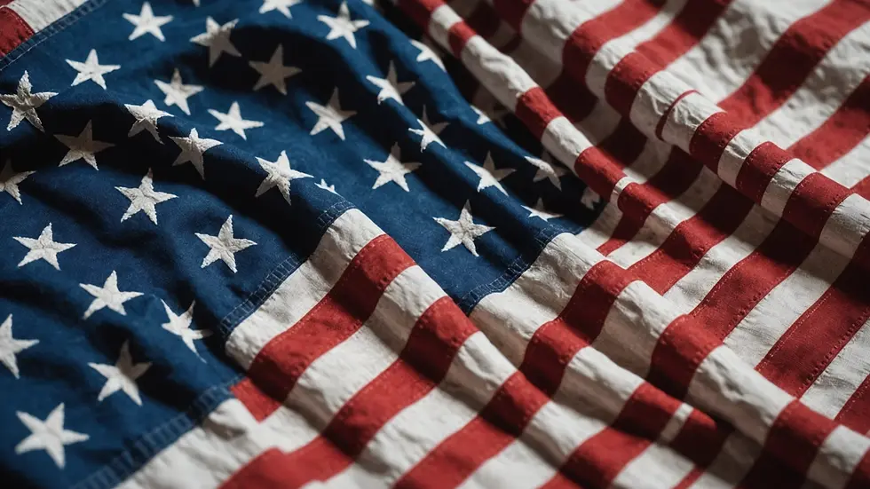 Close-up view of a worn American flag