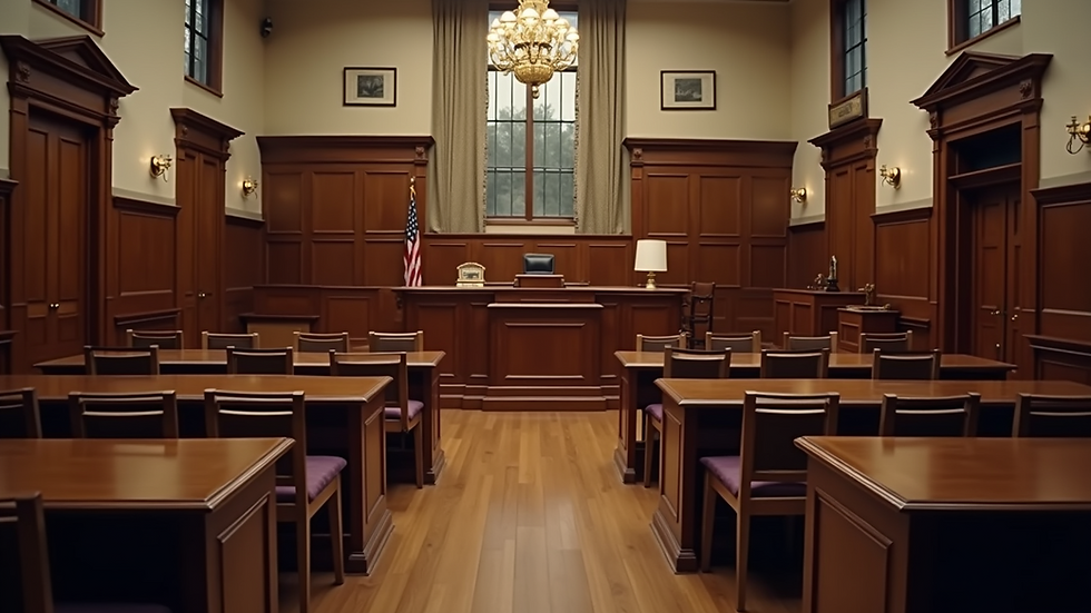 High angle view of a traditional courtroom