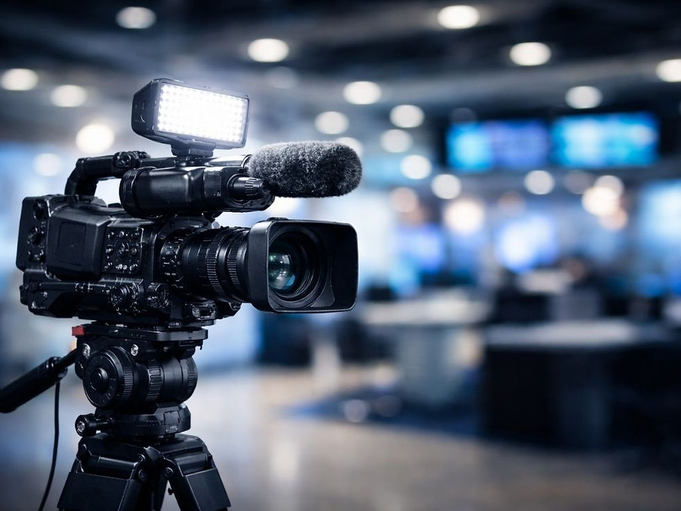 AI generated image of a camera in a television studio