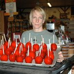 sharon and another batch of candy apples