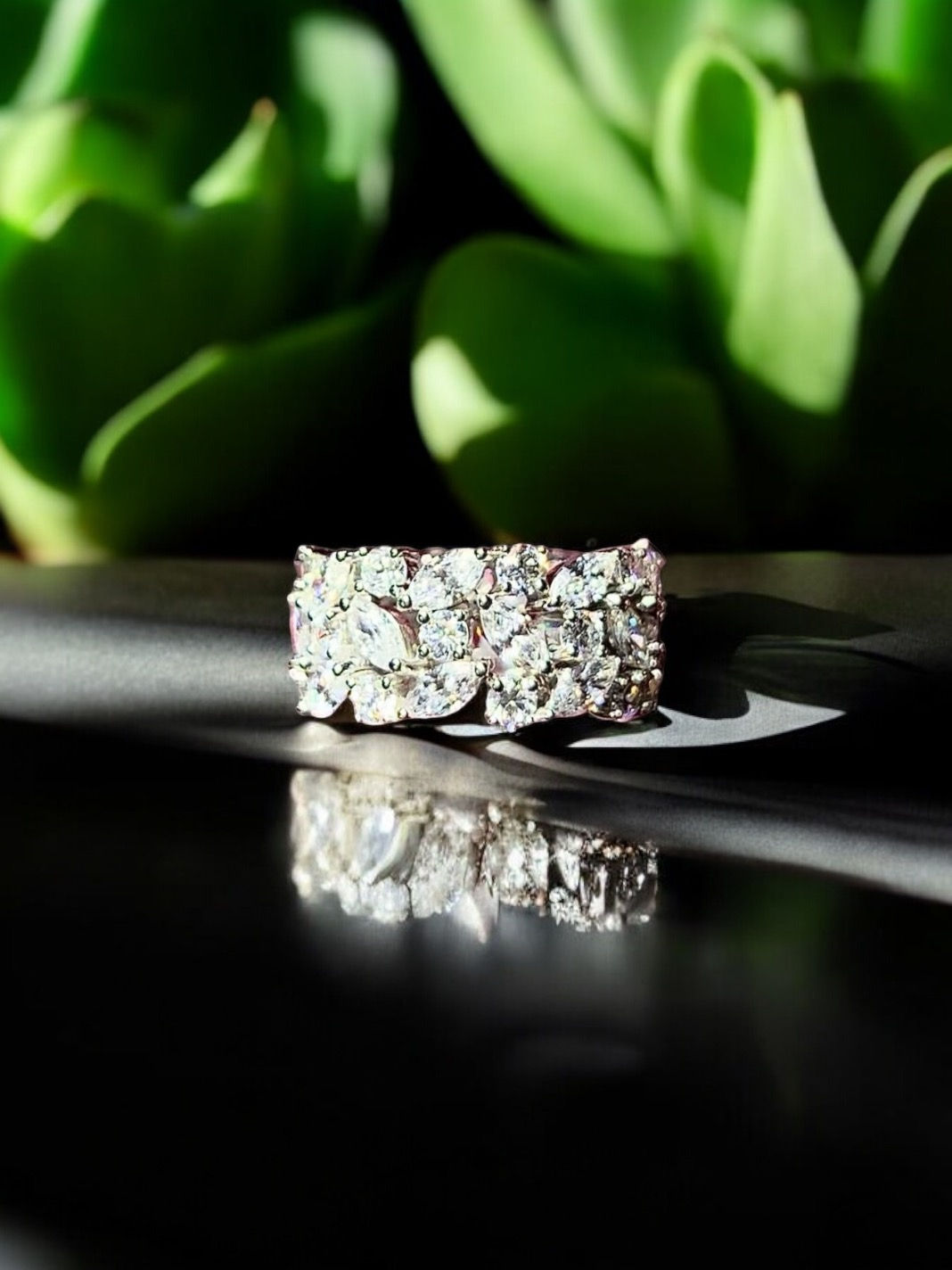 5ctw Lab grown Round and marquise cocktail ring