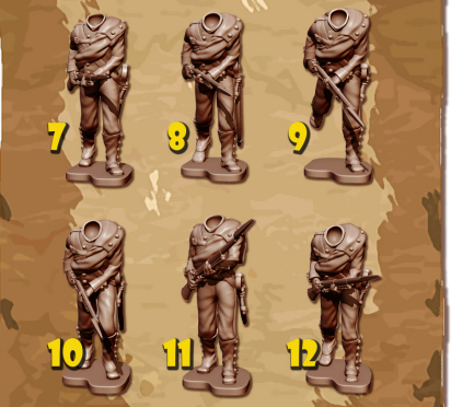 Prussiens - Set de 6 mousquetaires chargeant - shakos couverts