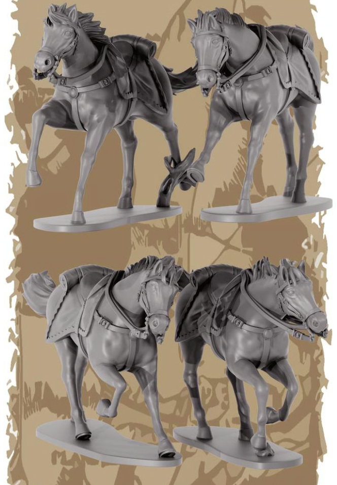 Miniature : Prussiens - set de 4 hussards 8ème régiment chargeant
