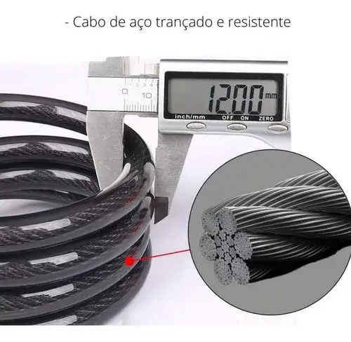 Miniatura: Cadeado ELLEVEN Espiral C/Chave 12MM X 1M