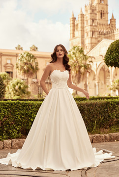 Riva wedding dress strapless A-line gown with removable sleeves by Forever and Veil