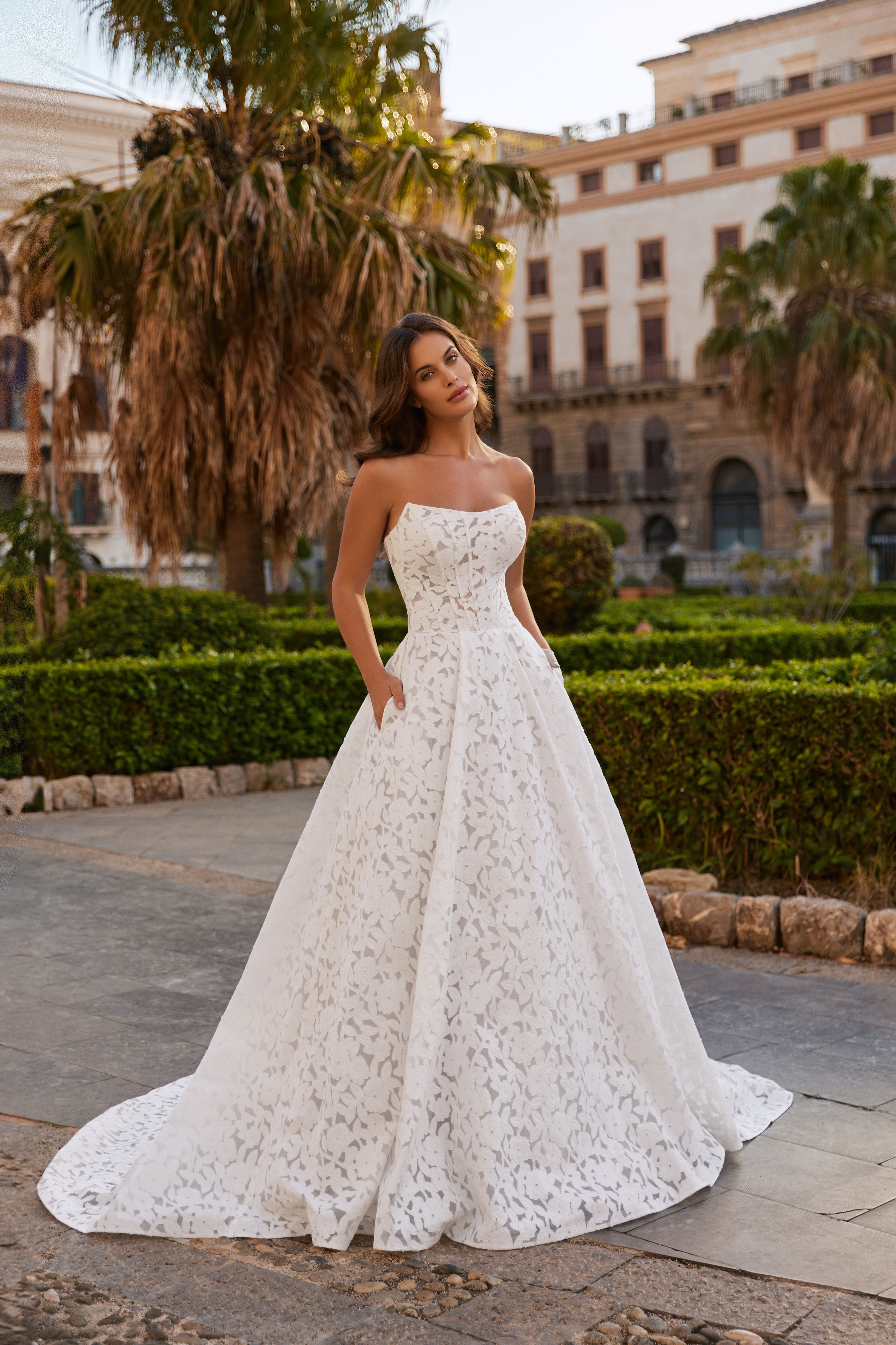 Lauren strapless textured wedding dress at Forever and Veil