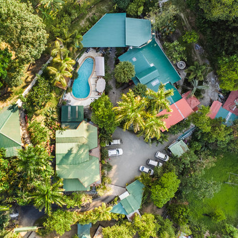 Aerial view of Boutique Hotel Las Cascadas, best honeymoon hotel in Manuel Antonio Costa Rica