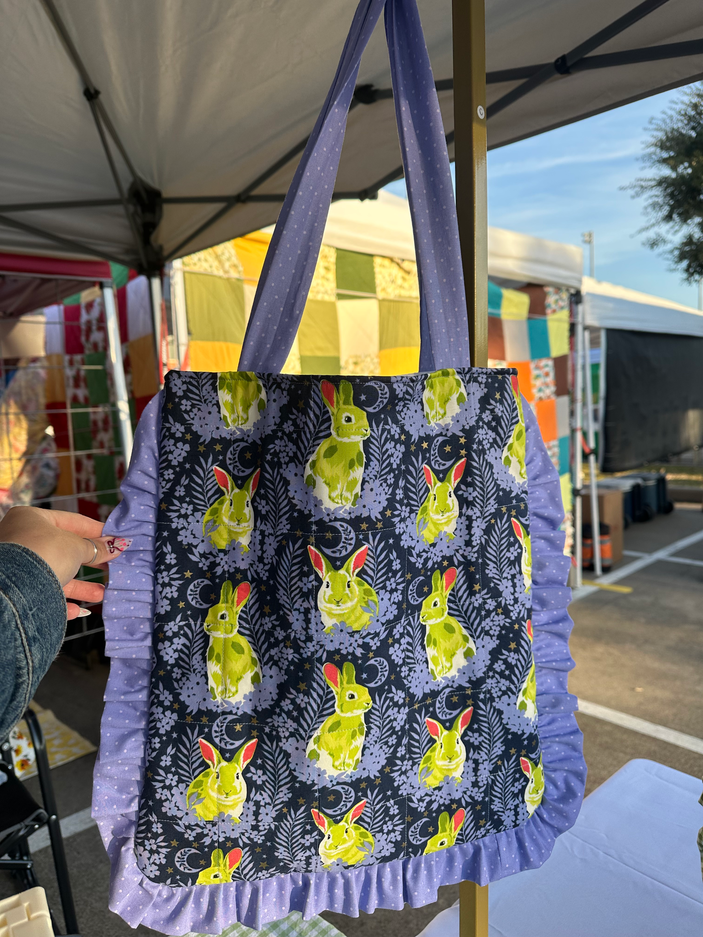 Purple Bunny Ruffle Tote