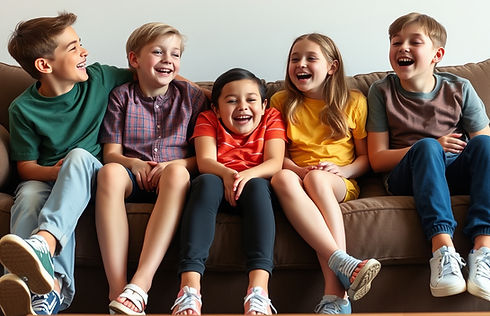 6th grade to 9th grade kids sitting on a couch having fun laughing..jpg