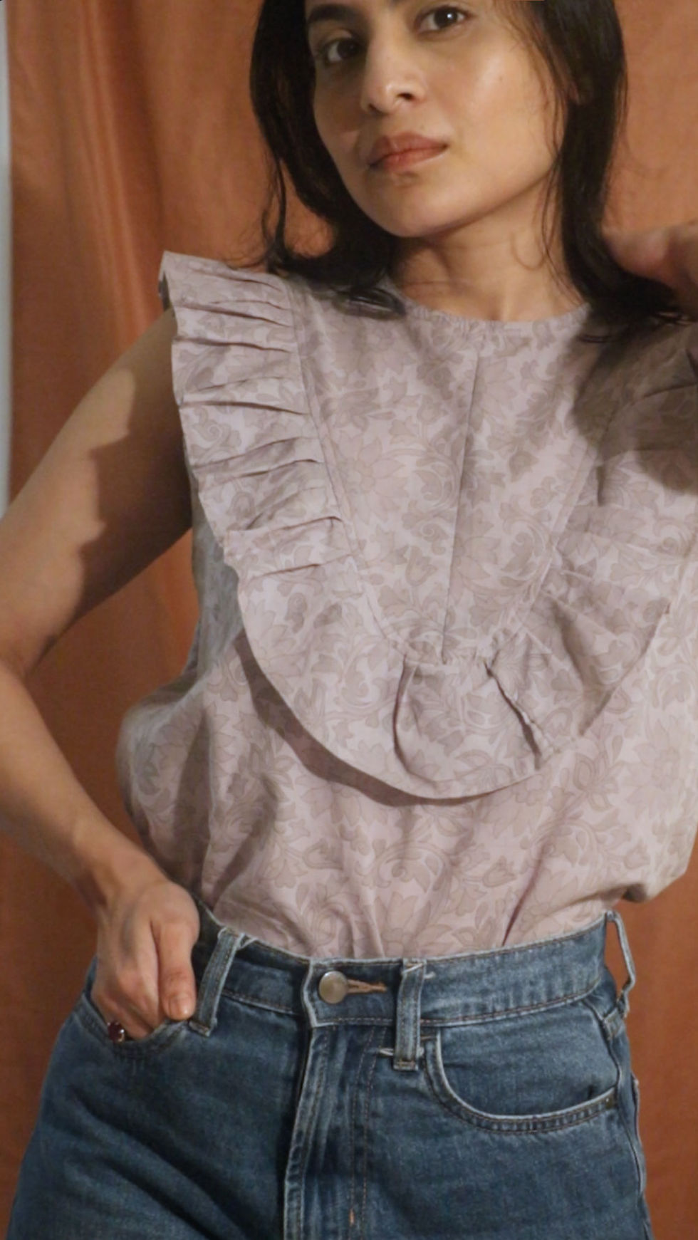 Thumbnail: Pleated Yoke Cotton Top