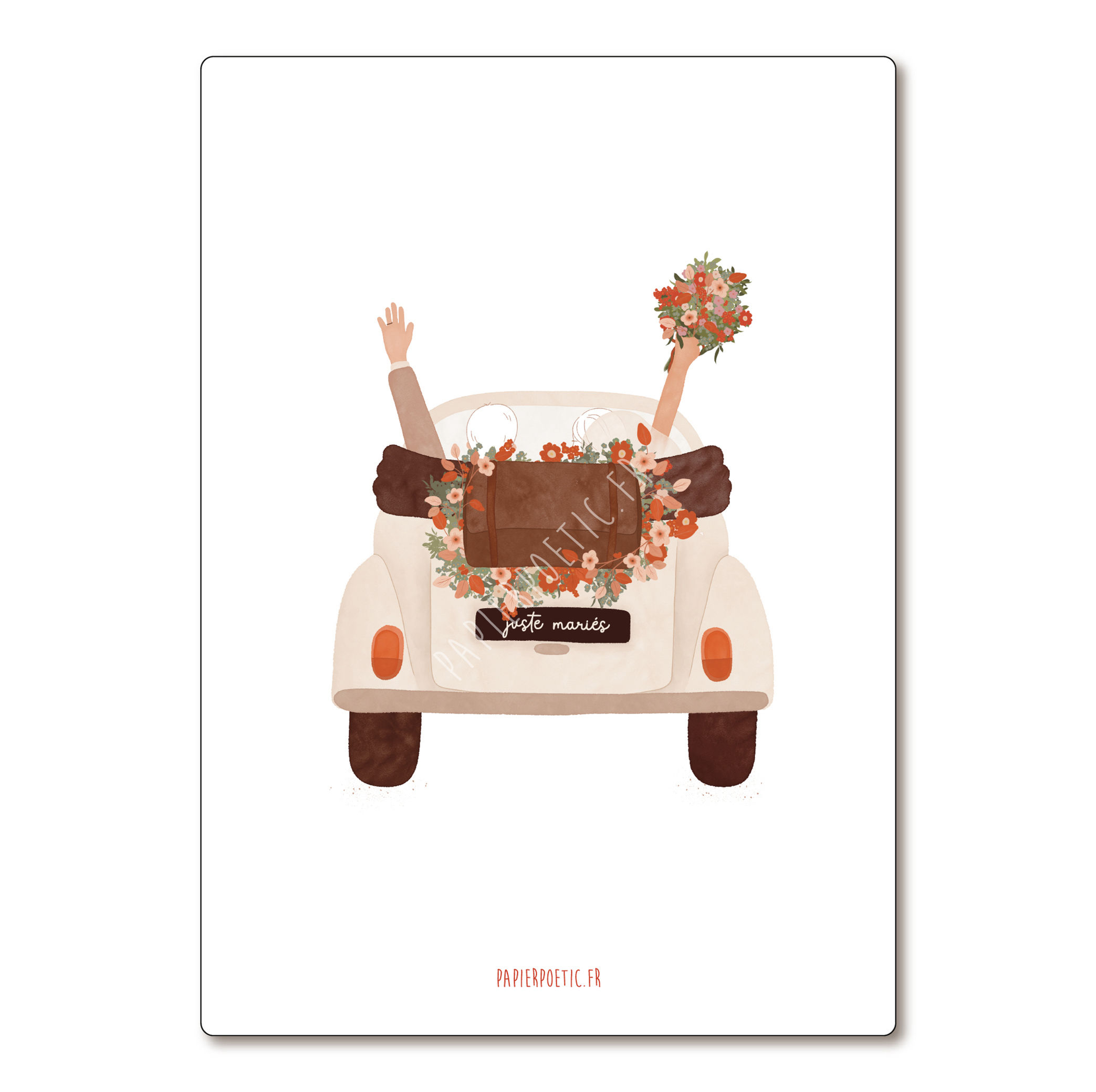 Carte Mariage "Voiture Juste Mariés”