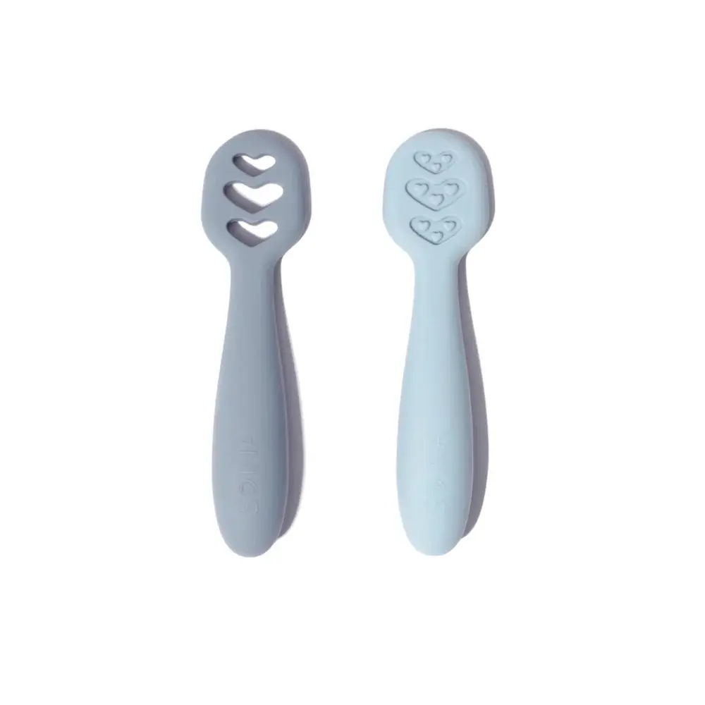 Lot de 2 cuillères d'apprentissage | Gris perle/layette