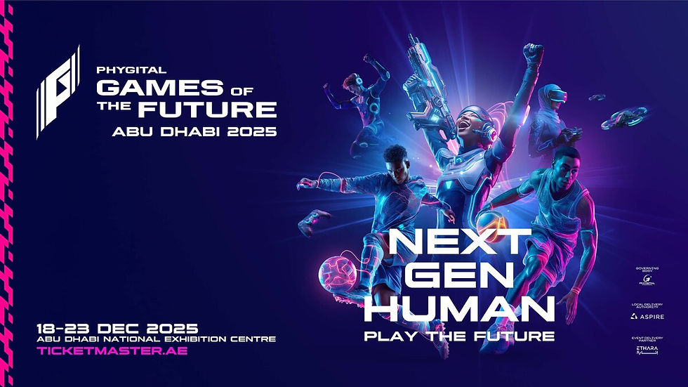 Promotional image for the Phygital Games of the Future held in Abu Dhabi in December 2025.
