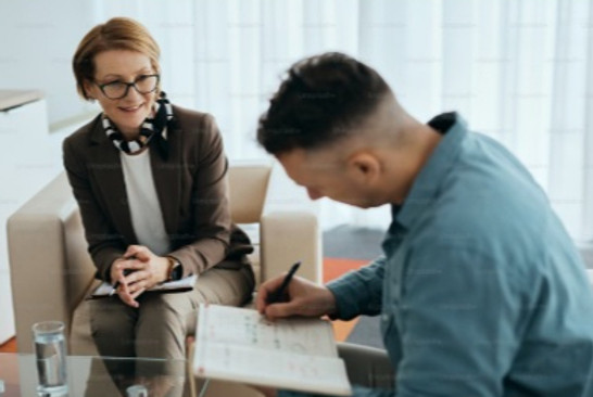 Therapist and client exploring skill-building techniques to get better outcomes; to build more resilience, resourcefulness, flexible thinking, creative problem-solving skills, and more.