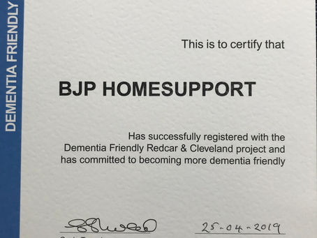 BJP is recognised as a Dementia Friendly service
