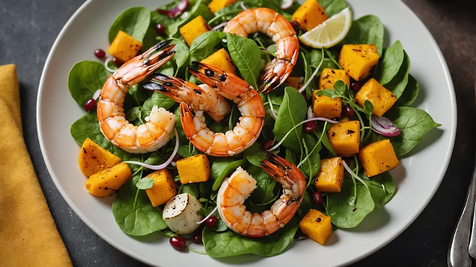 Grilled Prawn and Roasted Pumpkin Salad