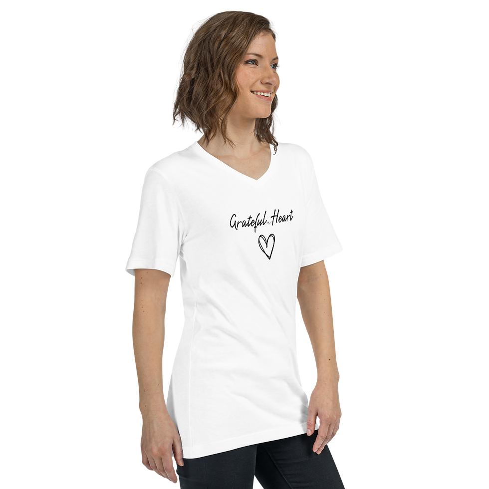 Thumbnail: Grateful Heart Unisex Short Sleeve V-Neck T-Shirt