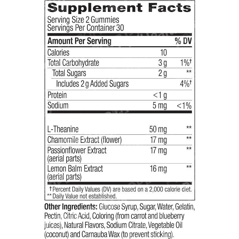 Thumbnail: Supplement Facts label for gummies