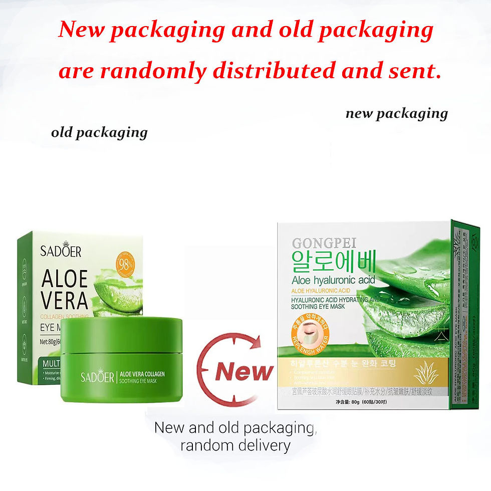 Thumbnail: New and old packaging for Aloe Vera products are randomly distributed.