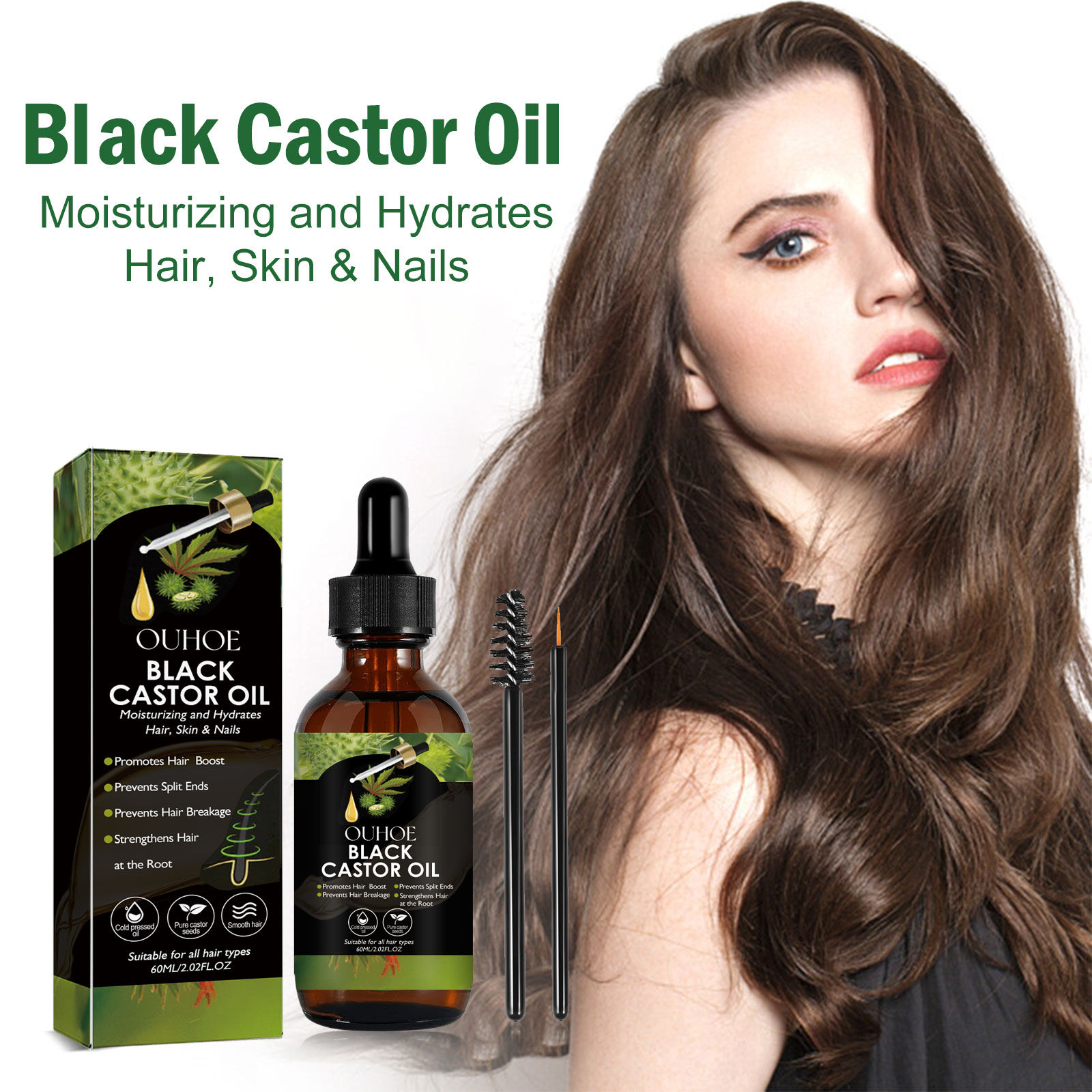 Black Castor Oil for moisturizing hair, skin, and nails