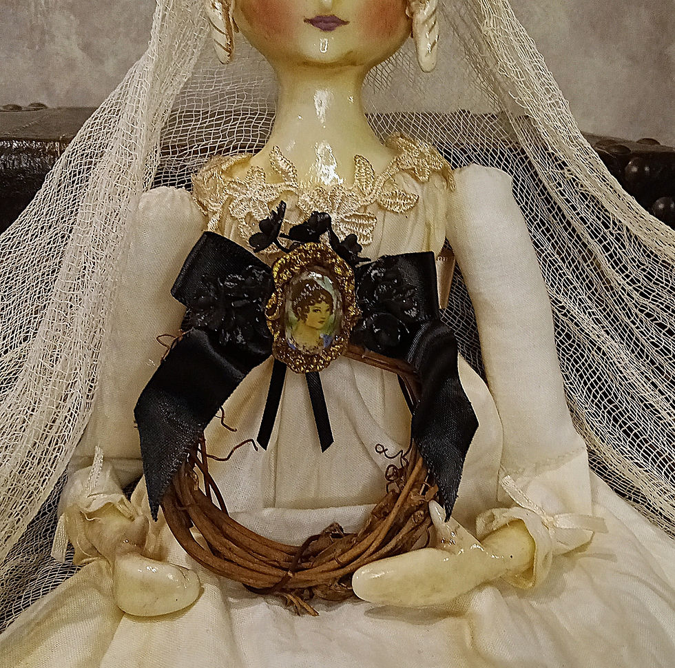 Thumbnail: OOAK Ghost Doll with Mourning Wreath and Portrait