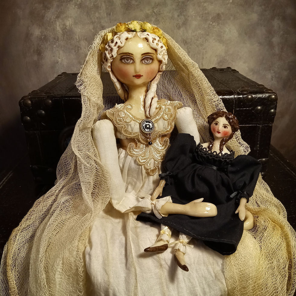 Thumbnail: Custom 18" Regency Style Ghost Doll / Mourning Doll Memento Mori - OOAK