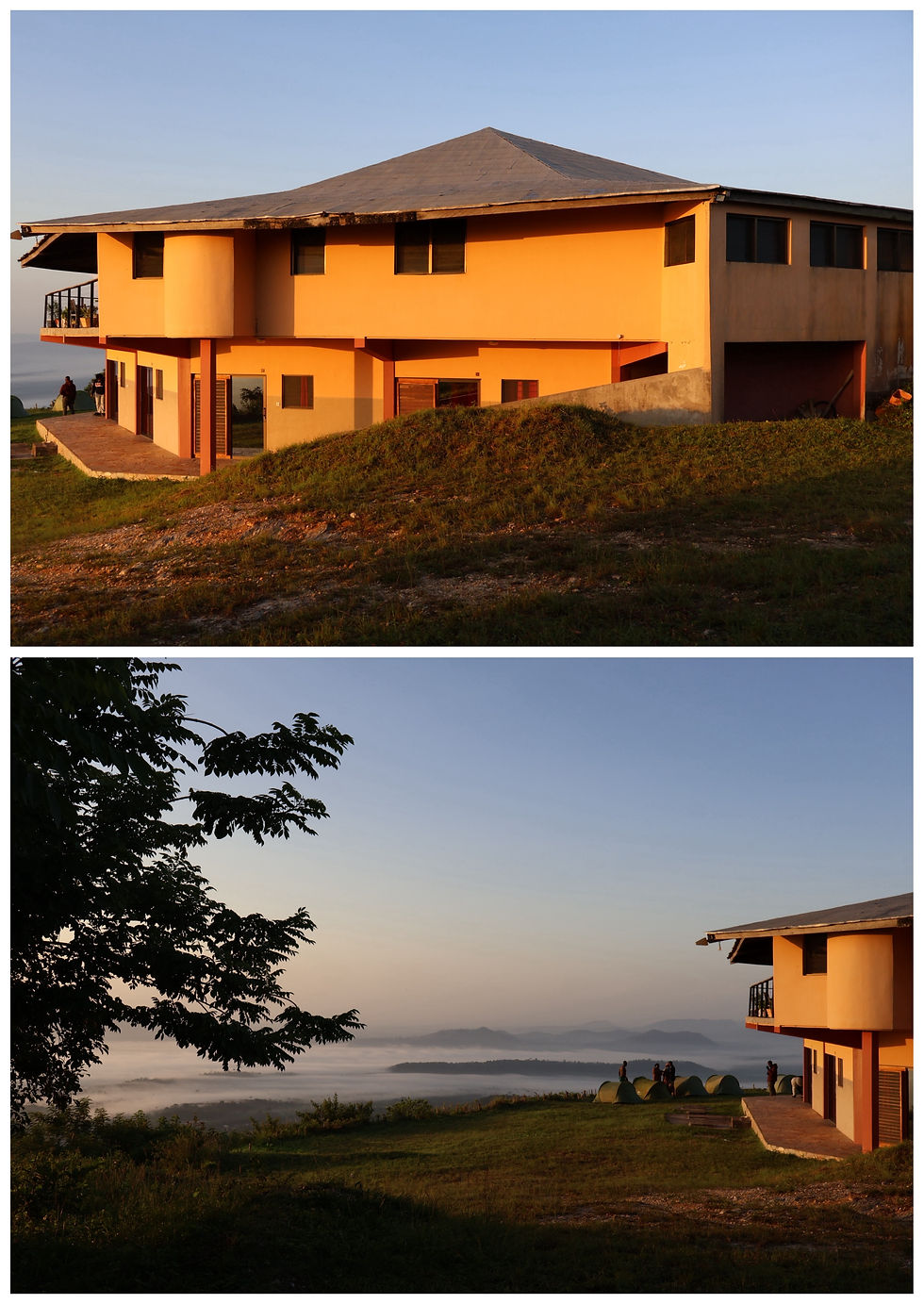 Das Haus im Licht der aufgehenden Morgensonne