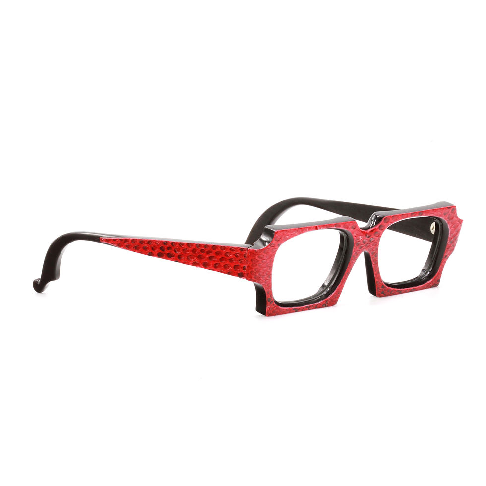 Handcrafted Black Buffalo Horn and Red Python Overlay Sunglasses Eyeglasses Eyewear by LA Mills Eyewear