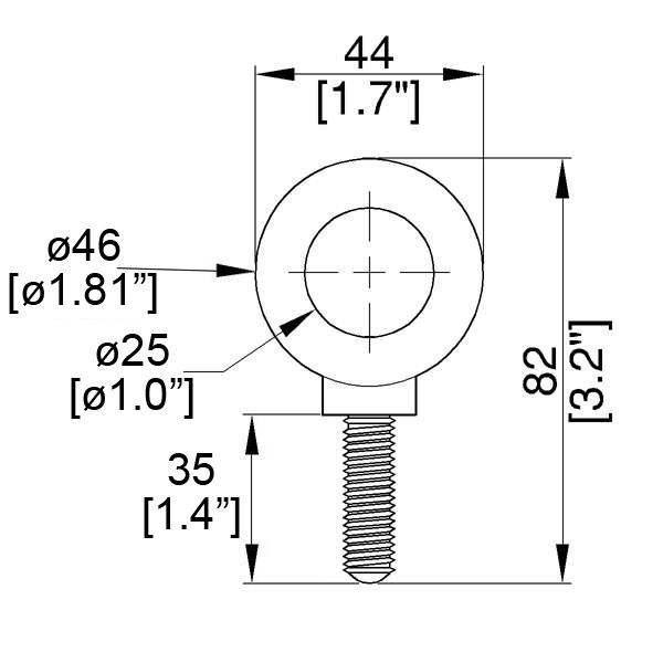 Thumbnail: M10 x 35 Steel Forged Shoulder Eyebolt - M1035