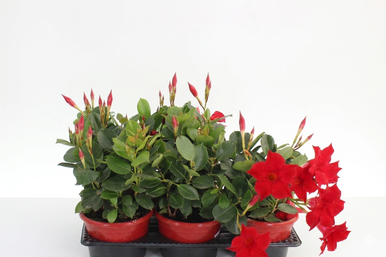 Dipladenia 'Red' – Leuchtend rote Mandevilla, ca. 30-40 cm, pflegeleichter D
