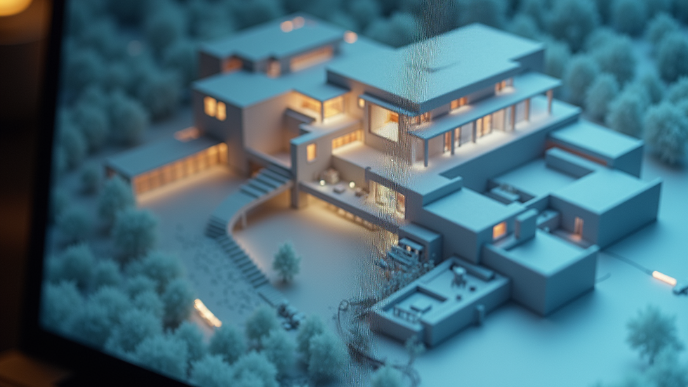 Close-up of a computer screen showing 3D architectural modeling software