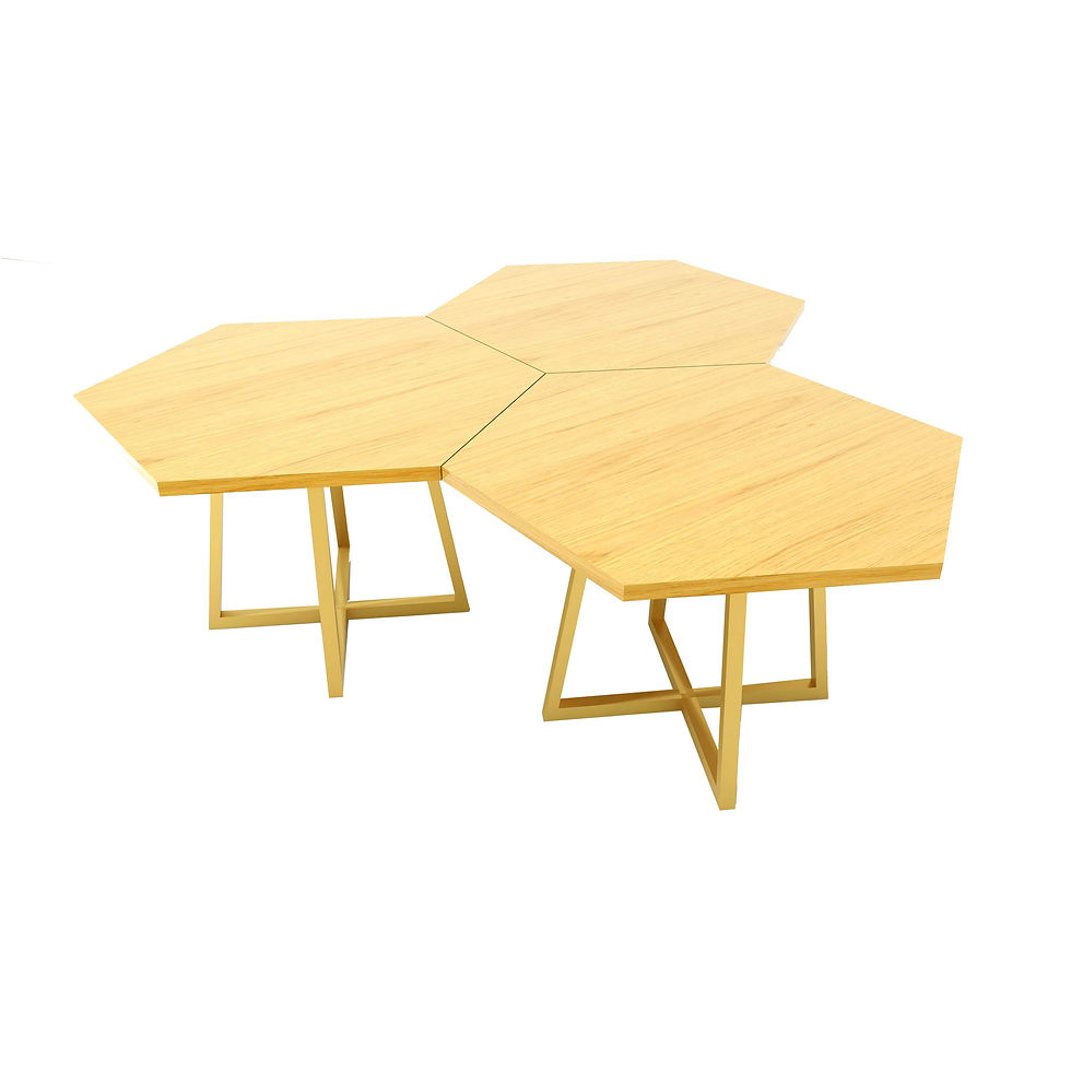Thumbnail: Gold Frame Hexagon 3 Piece Center Table| Classic Finish| Gold