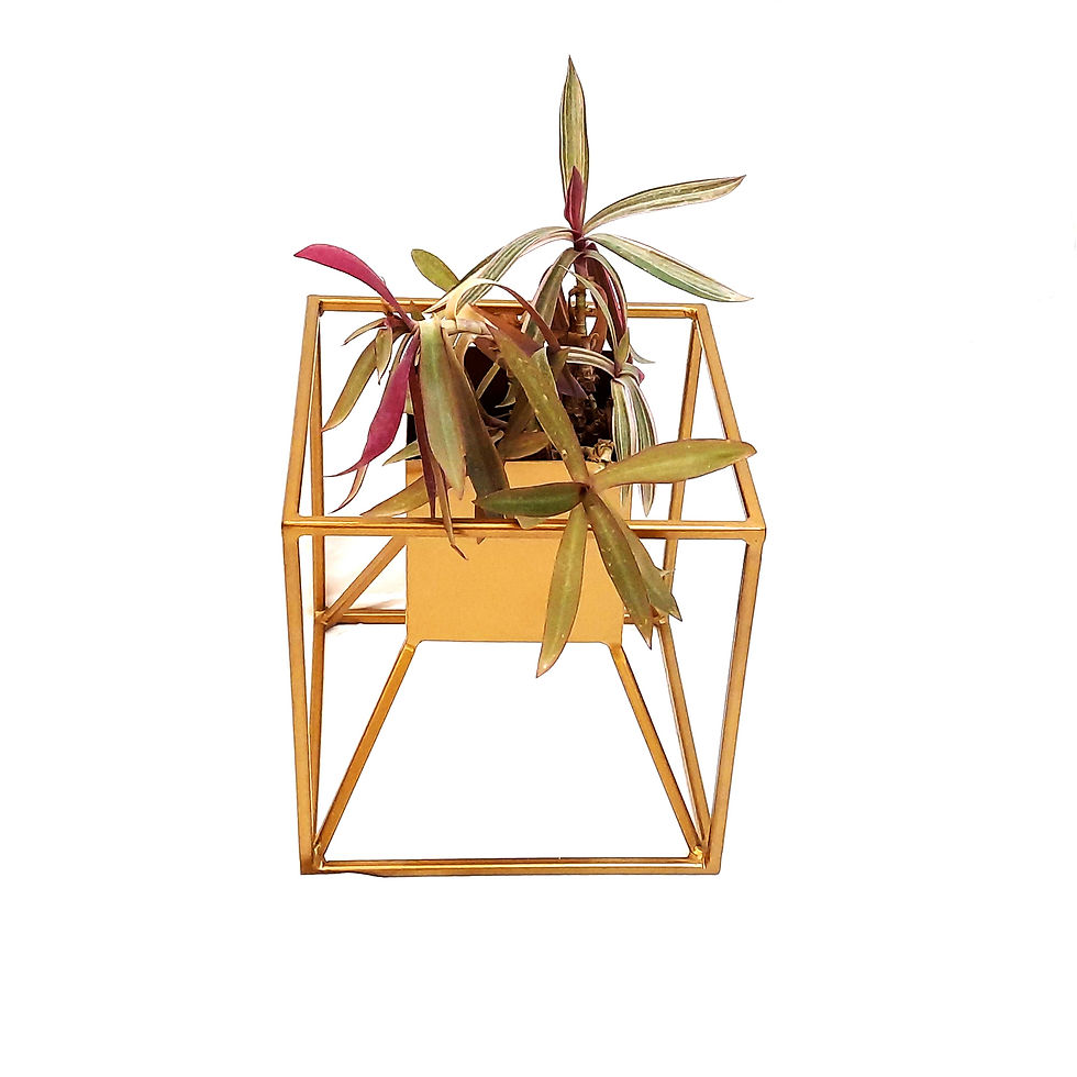 Thumbnail: Rustic Gold Cube Metal Planter