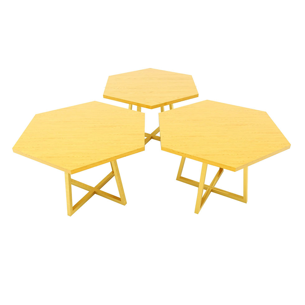 Thumbnail: Gold Frame Hexagon 3 Piece Center Table| Classic Finish| Gold