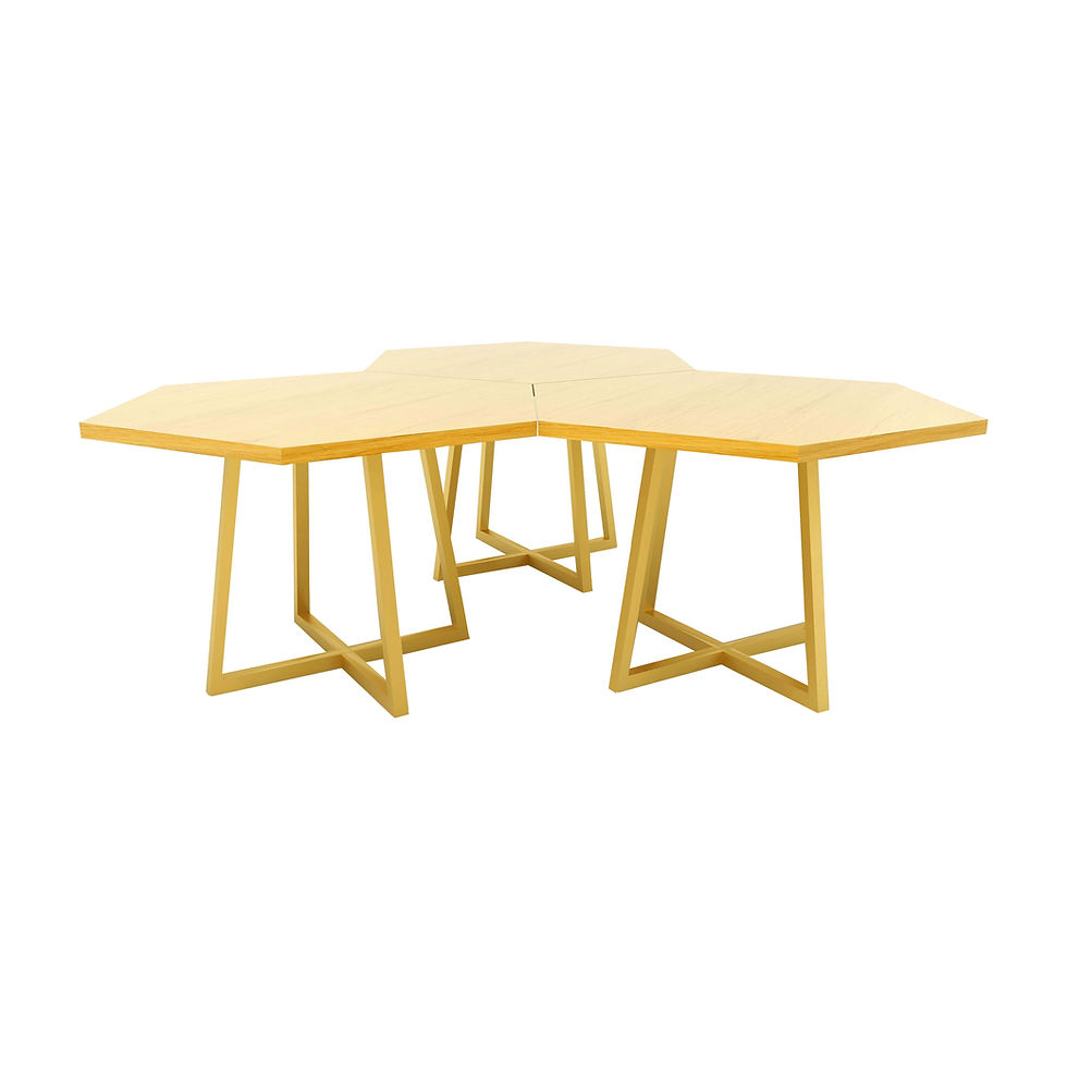 Thumbnail: Gold Frame Hexagon 3 Piece Center Table| Classic Finish| Gold