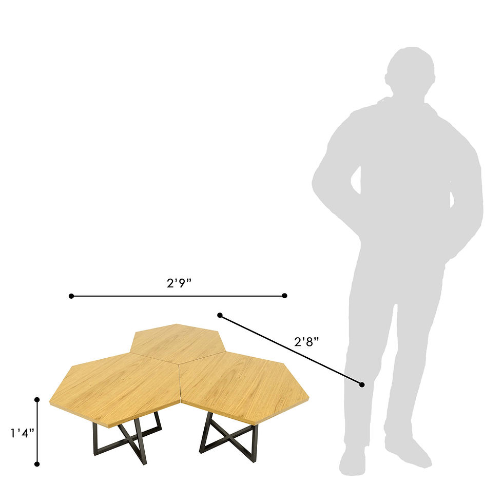 Thumbnail: Black Frame Hexagon 3 Piece Center Table| Classic Finish|Matte Black Frame