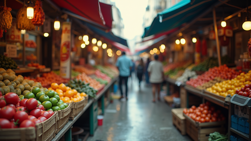 High angle view of a vibrant market scene, symbolizing the importance of adaptability in business