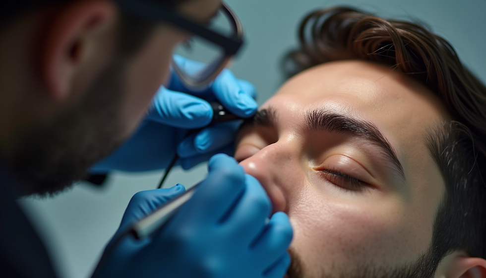 Man getting Permanent Brows done at Microblading Newport Beach | OC Permanent Makeup