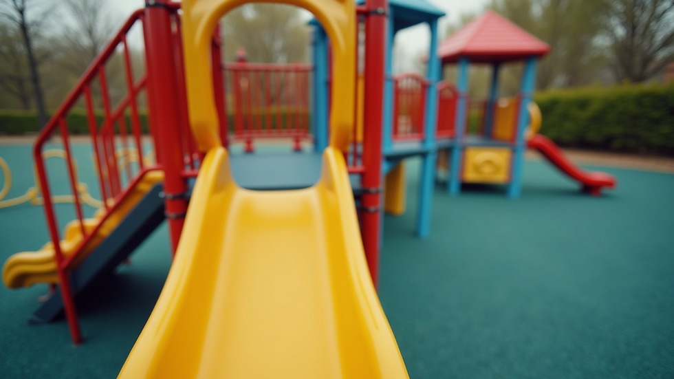 High angle view of colorful playground equipment