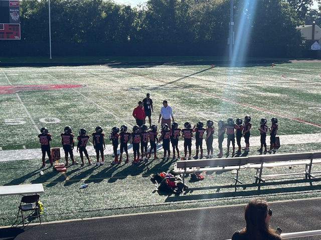 Eye-level view of cheering fans supporting their local football team