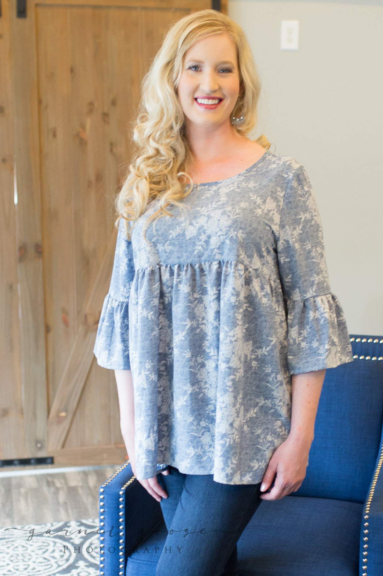 Denim Floral Top | Curvy