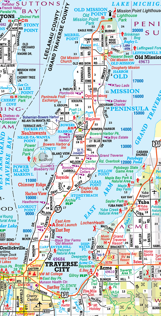 Old Mission Peninsula Map Sample