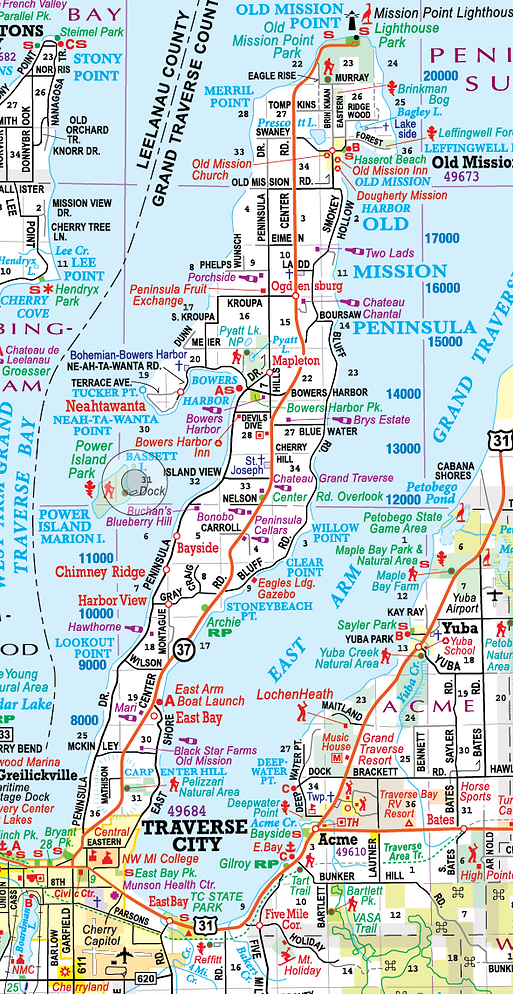 Old Mission Peninsula Map Sample