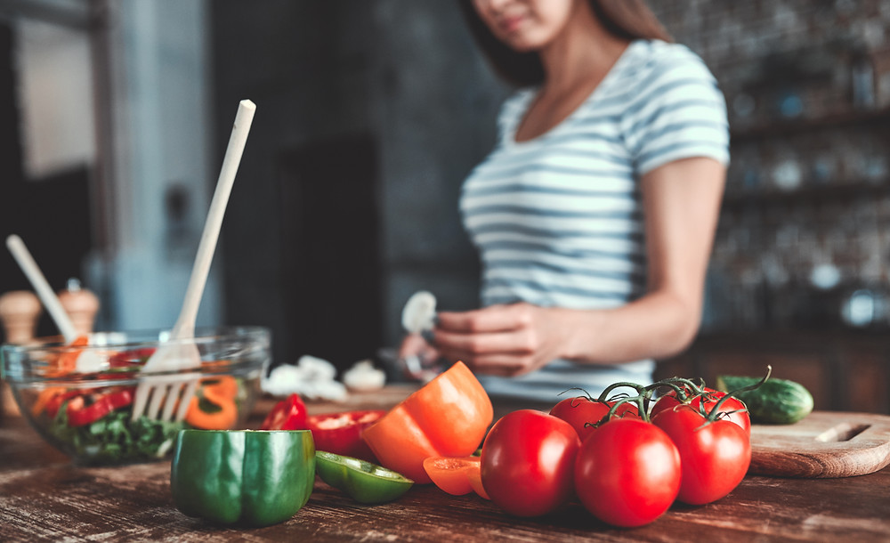 Woman making a healthy dinner